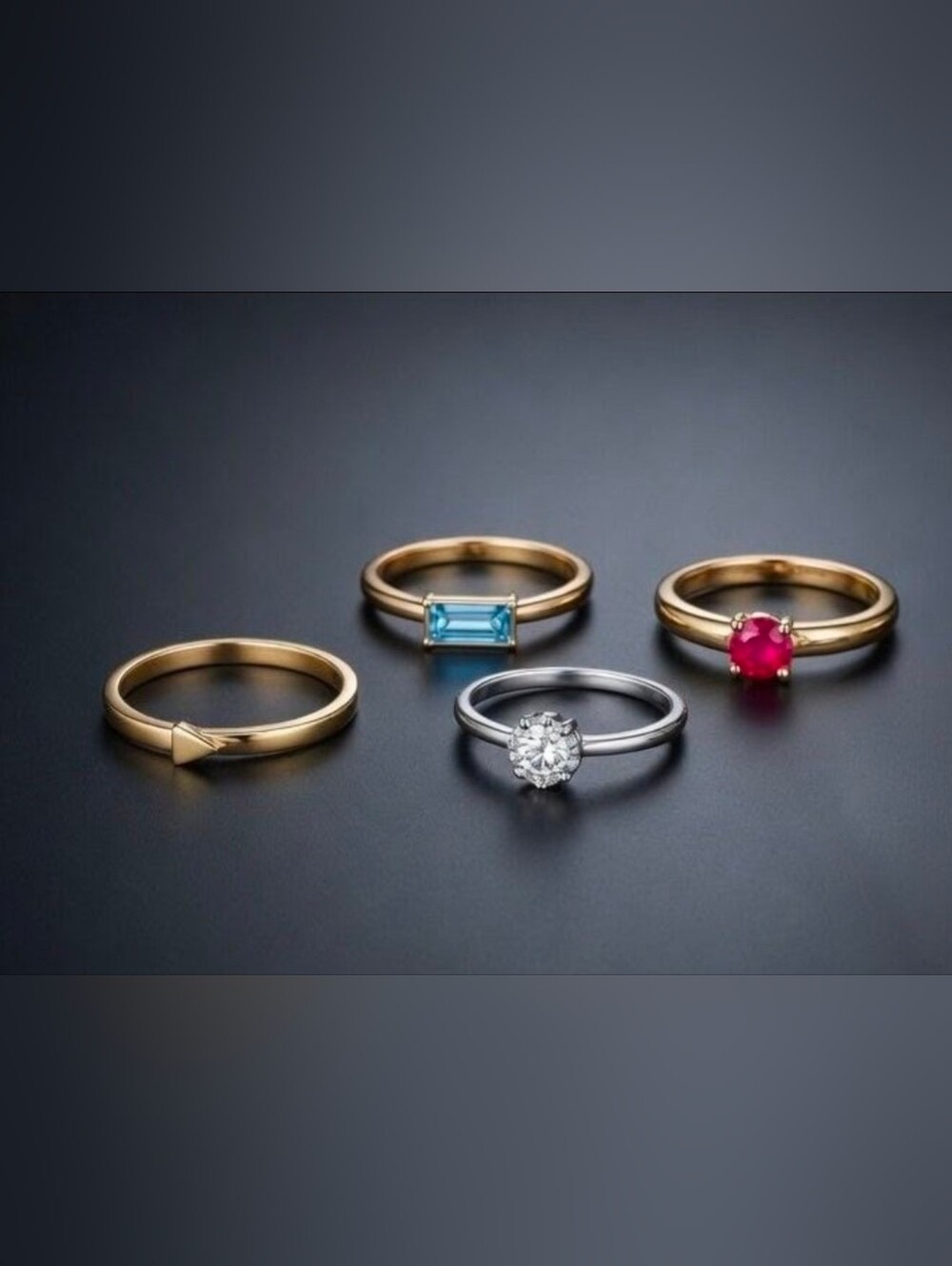 Mixed Style Ring Set of 4 Size 6 | Gold & Silver Tone Stackable Fashion Jewelry
